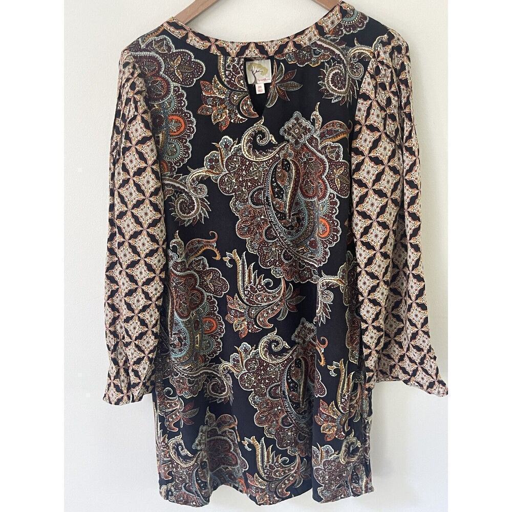 Fig And Flower Womens Size M Paisley Boho Tunic Hippie Festival Indie Dress